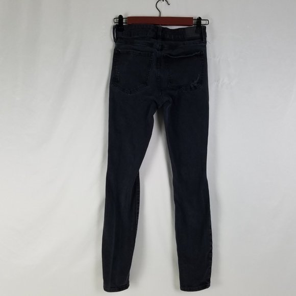 Aeropostale Jeans Womens Size 4 Long High Rise Jegging Destroyed‎ Black Denim - Picture 2 of 15